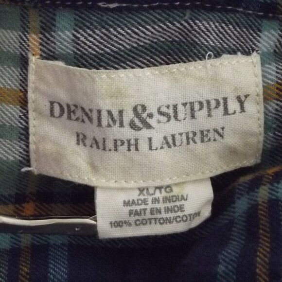 DENIM & SUPPLY Ralph Lauren Plaid Shirt, XL, Brushed Cotton Flannel, Tab sleeves - Picture 10 of 11